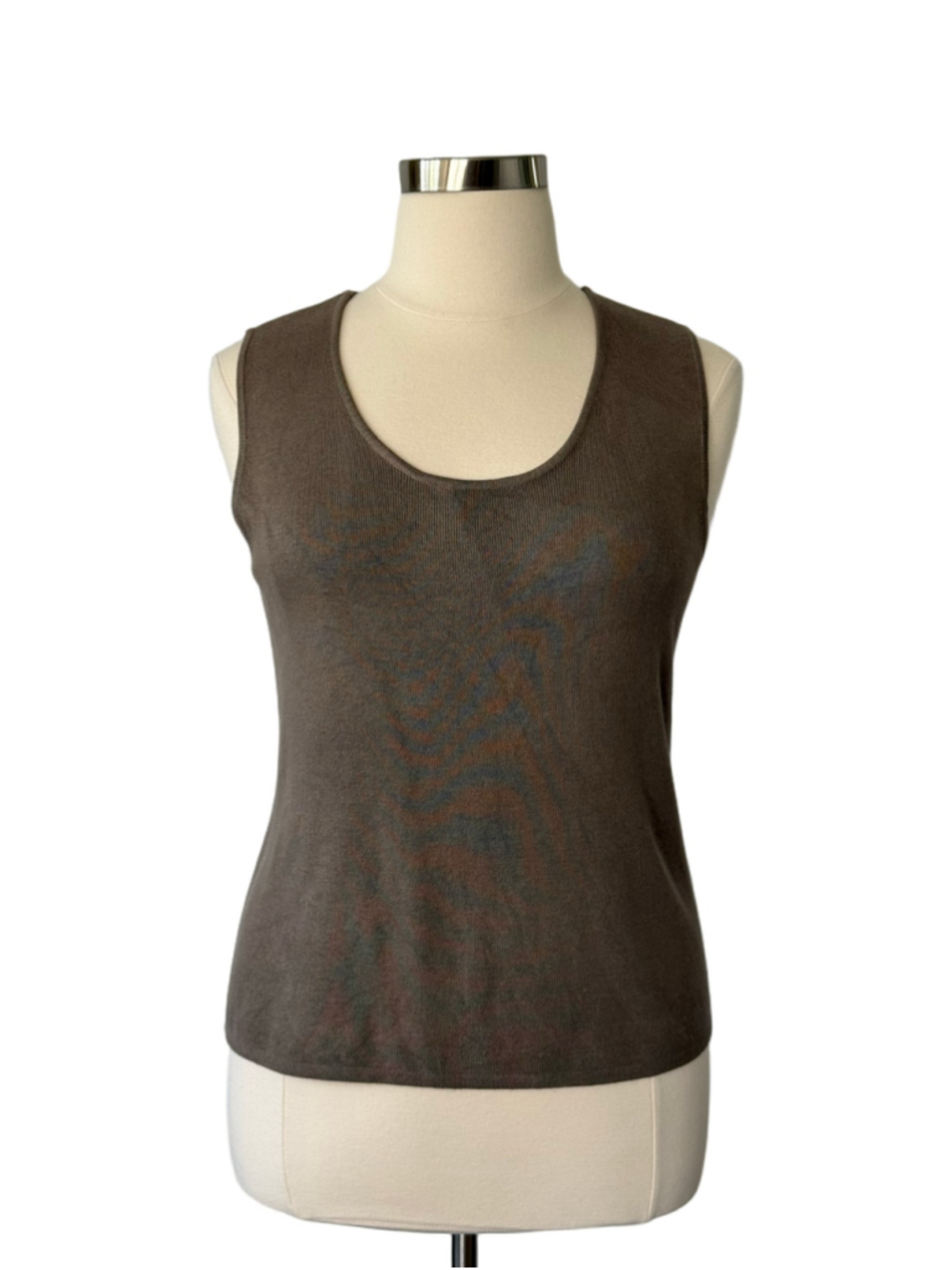 Women's Chico's Olive Green/Brown Sleeveless Knit Top, Size 16 (Chico’s sz 3)